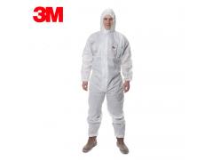 3M 透气带帽连体防护服 工作服 工装服 工作服套装 4515 白色 XL
