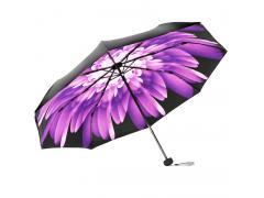 天堂伞 31820E 全遮光黑胶三折晴雨伞 紫色