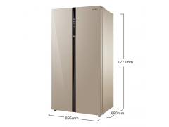 美的(Midea)521升 风冷无霜 纤薄机身对开门冰箱 时尚外观 节能静音 阳光米 BCD-521WKM(E)