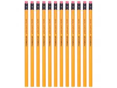 施德楼 铅笔六角黄杆日常书写笔带橡皮头12支134-HB