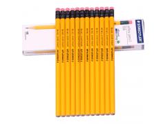 施德楼 铅笔六角黄杆考试专用笔带橡皮头12支13...