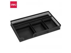 得力(deli)8918 金属材质办公收纳盘 桌面小物件收纳盒笔盒 黑色